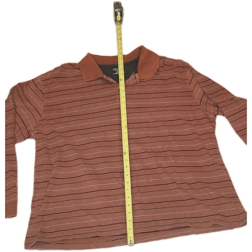St. John's Bay Sueded Jersey Polo Shirt Men's XL Long Sleeve Striped Cotton - Picture 4 of 8